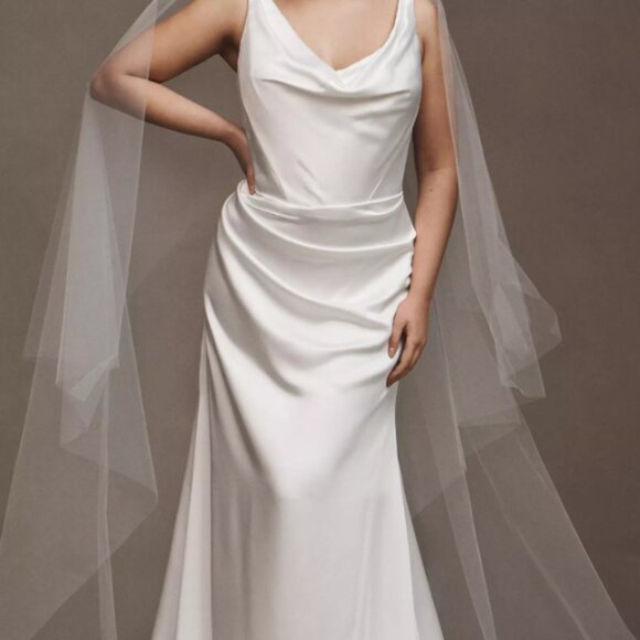 Wtoo by Watters Gigi Draped U-Neck Column Wedding Gown Size 6 - Picture 8 of 8